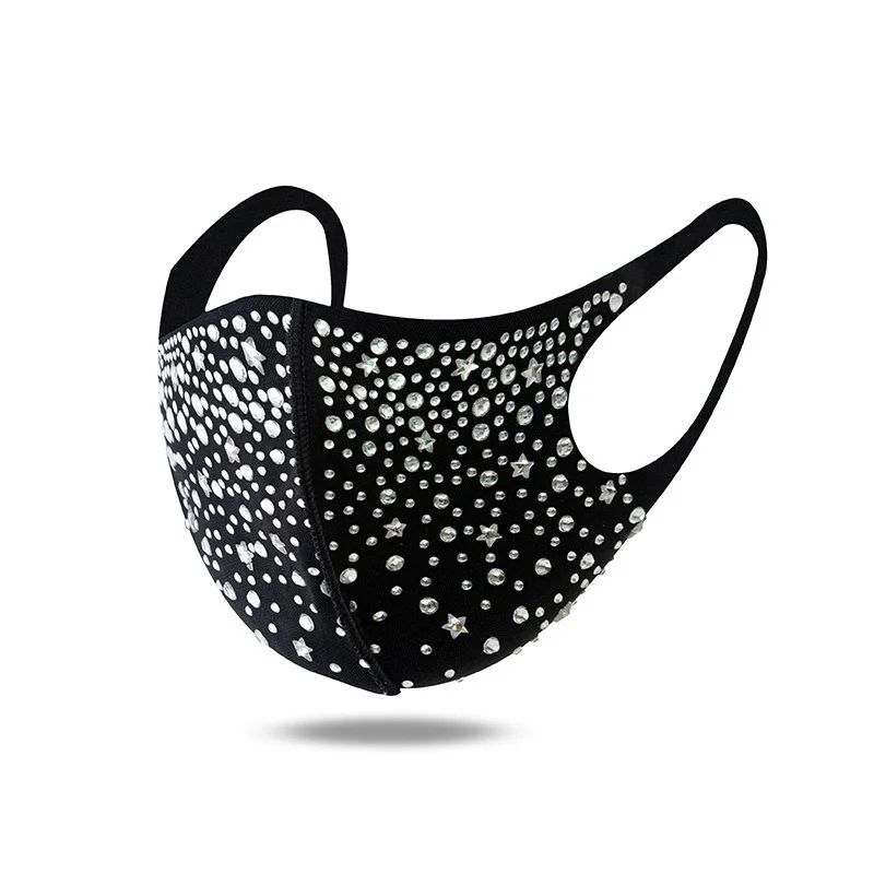 2022 модная маска для лица Стразы женщин эластичные Многоразовые моющиеся
