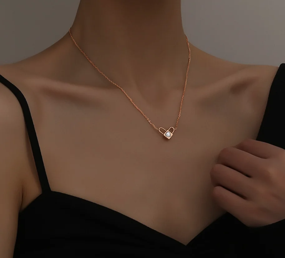 

Simple double lock changeable Pendant Chain titanium steel necklaces for women 2022 fashion jewelry (5pcs of free shipping)