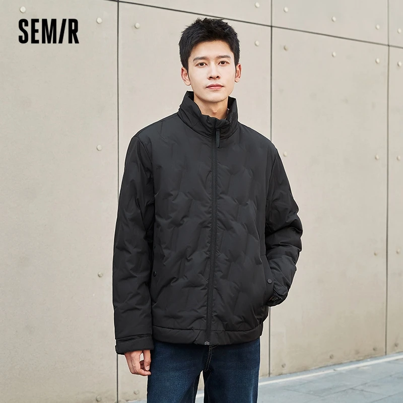 Semir Down Jacket Men 2022 Winter New Simple Solid Color Fashion Trend Warm Men'S Casual Jacket Top