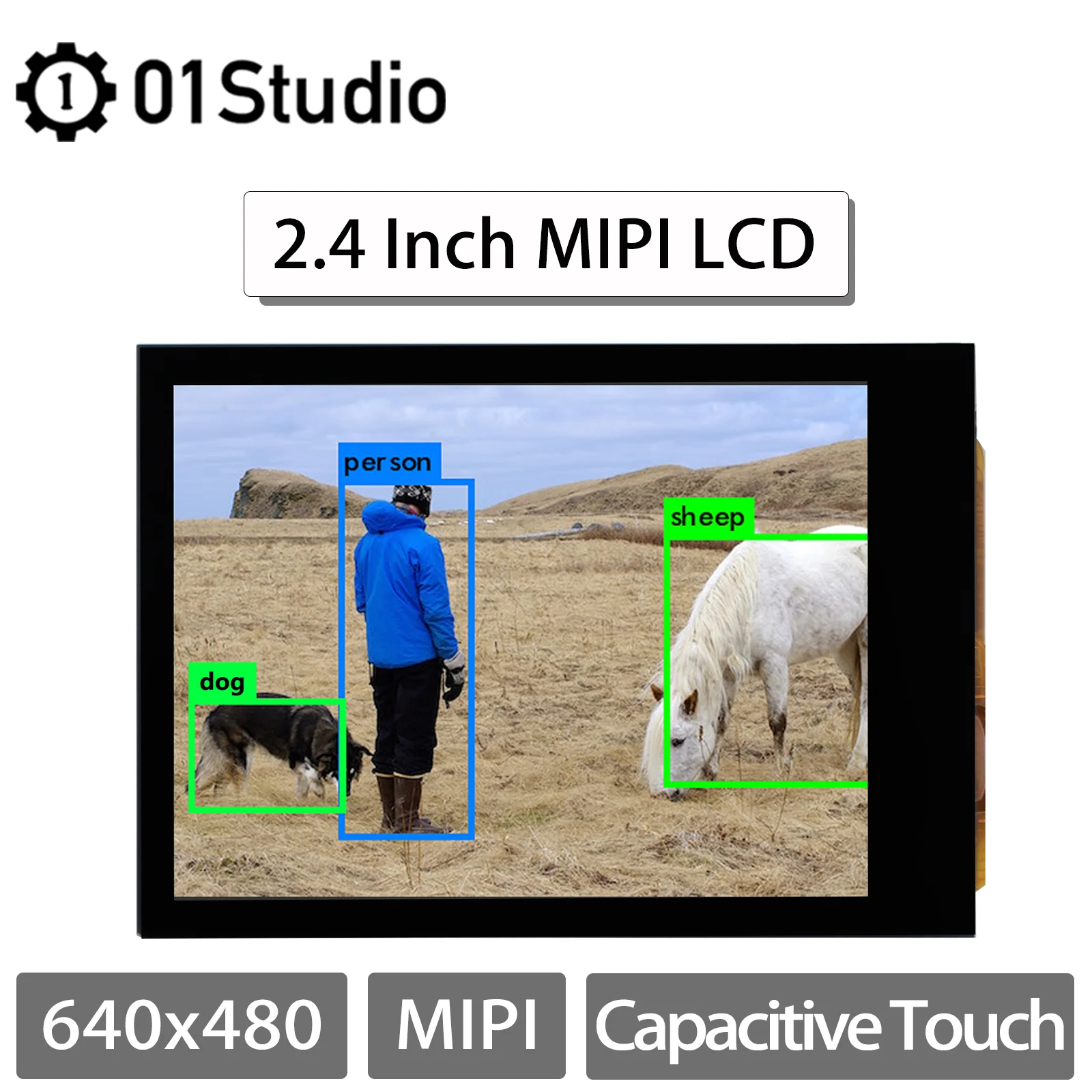 Фото 01Studio 3,5-дюймовый сенсорный экран MIPI для K230 mini AI, макетная плата Micropython Accersory №1