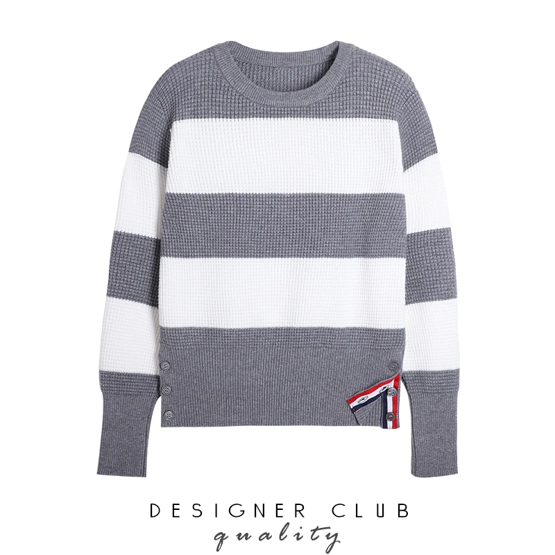 

tb colorblock striped sweater pullover bottoming shirt autumn and winter college style outer wear loose knitted sweater top