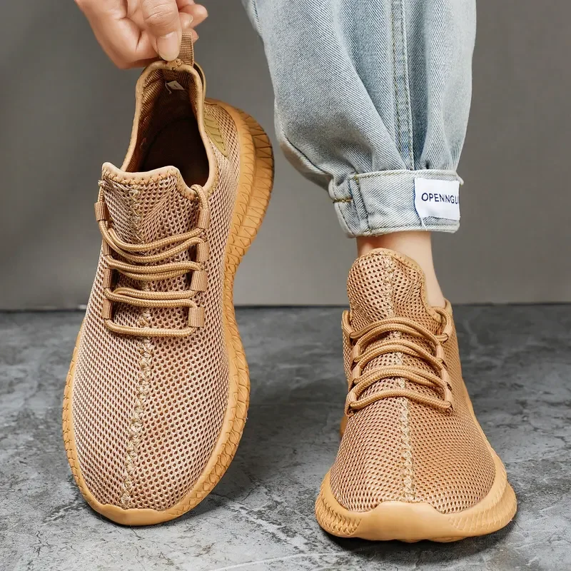 Мужская обувь дышащая сетчатая для бега слипоны Прогулочные кроссовки мужчин