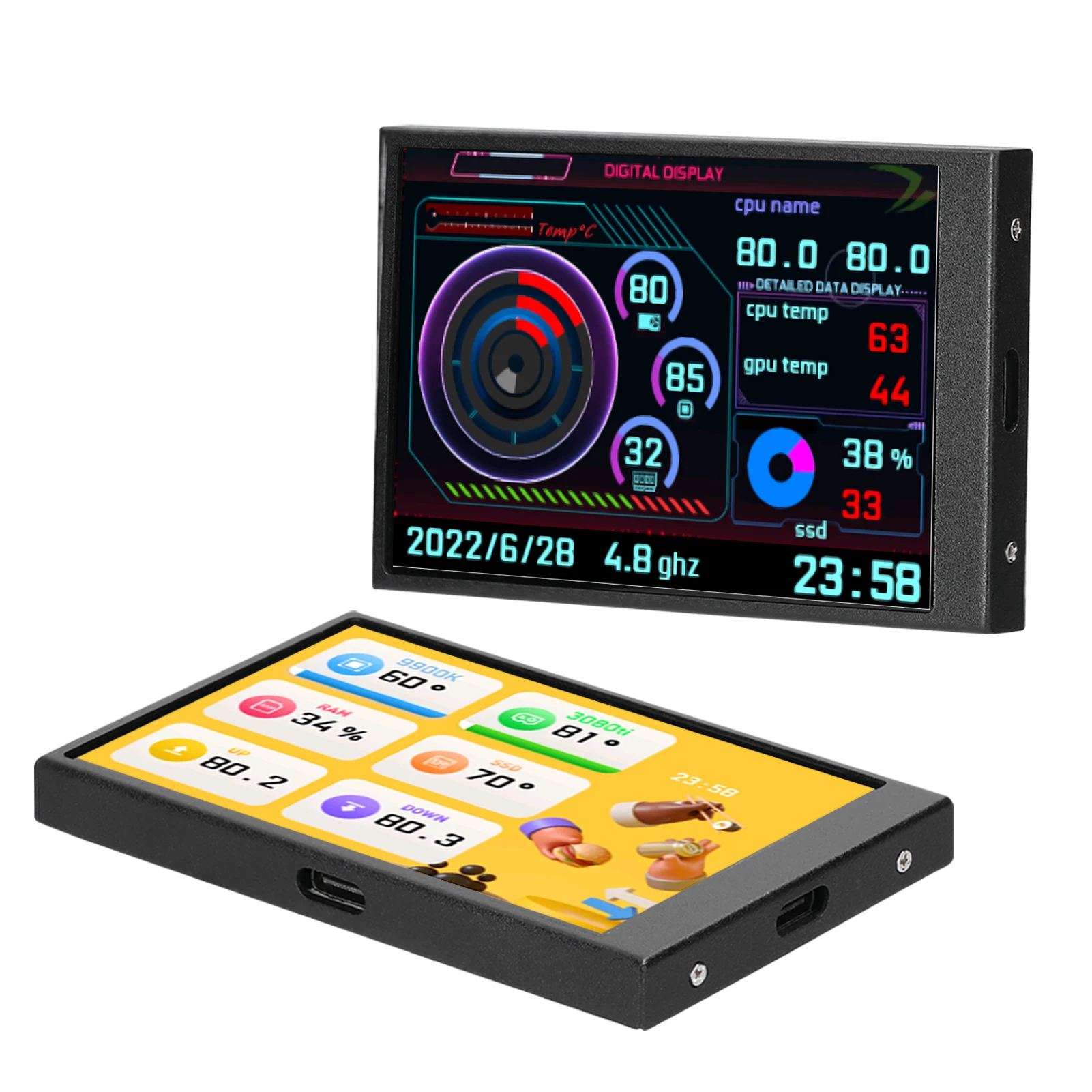 

USB Secondary Screen Computers CPU GPU RAM HDD Monitor Time Date Display Horizontal 3.5 Inch IPS Display Screen