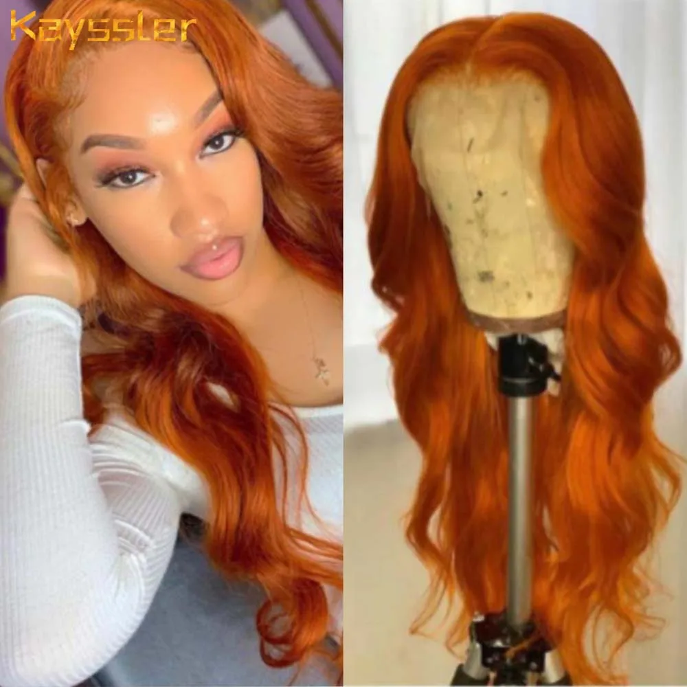 

Orange Synthetic Lace Wig Body Wave Lace Wig With Baby Hair Orange Long Straight Synthetic Lace Wig For Black Women Daily Wig