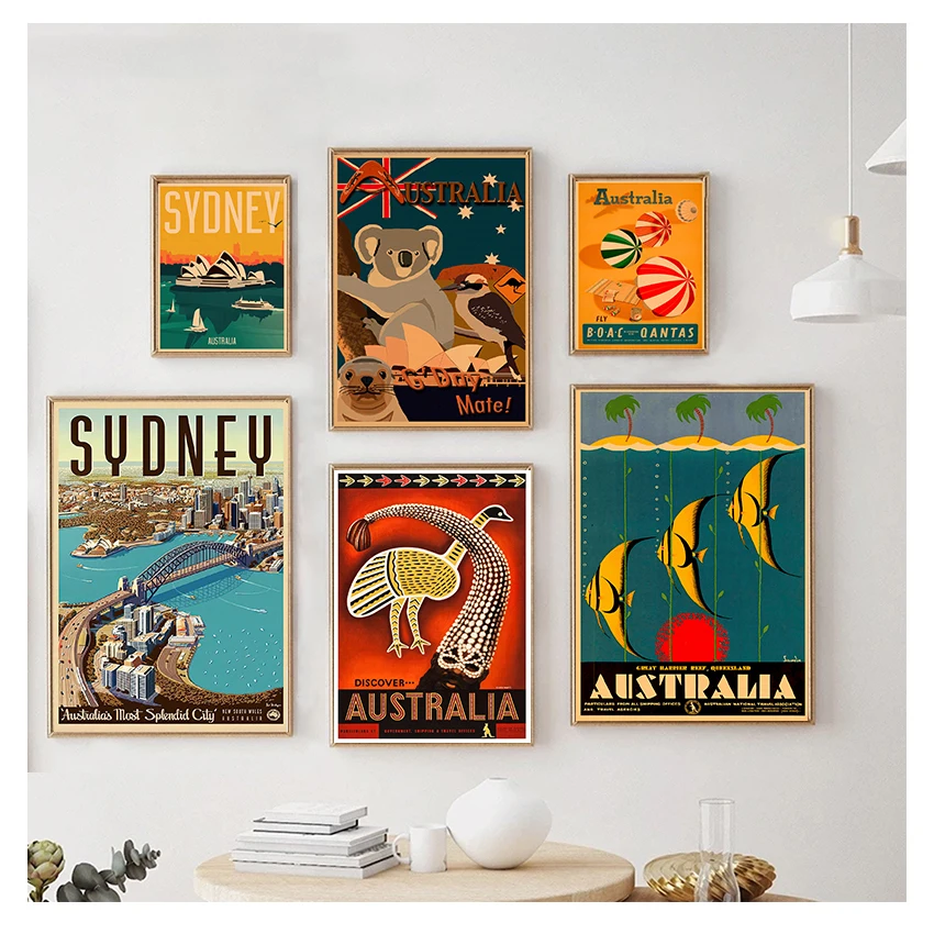 

Travel to Australia Sydney Koala Canvas Painting Vintage Wall Pictures Kraft Posters Coated Wall Stickers Home Decoration Gift