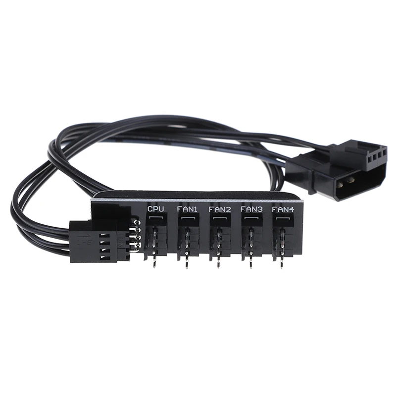 

1 to 5 4-pins PWM CPU Cooler/ Case/ Chasis Cooling Fan Power Cable Hub Splitter Adapter Black Sleeved Jacket 40cm