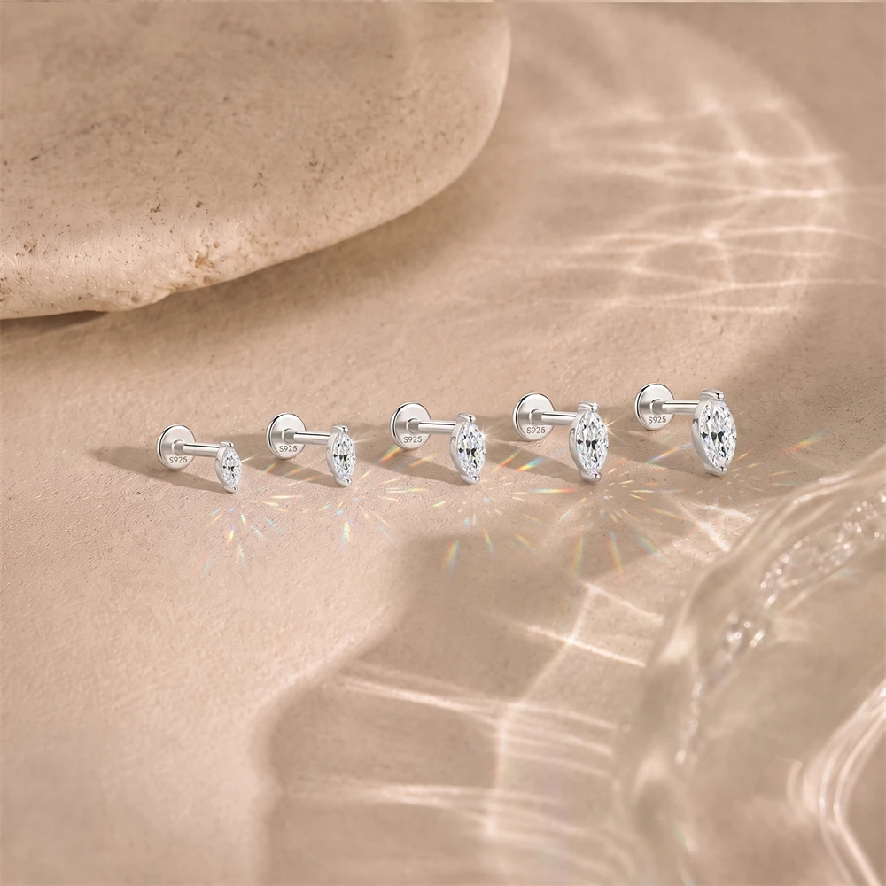 Фото Серьги-гвоздики Aide Shiny Moissanite из стерлингового серебра 925 пробы, круглые, винтовые, для женщин и мужчин, ювелирные изделия, 1 шт. №3