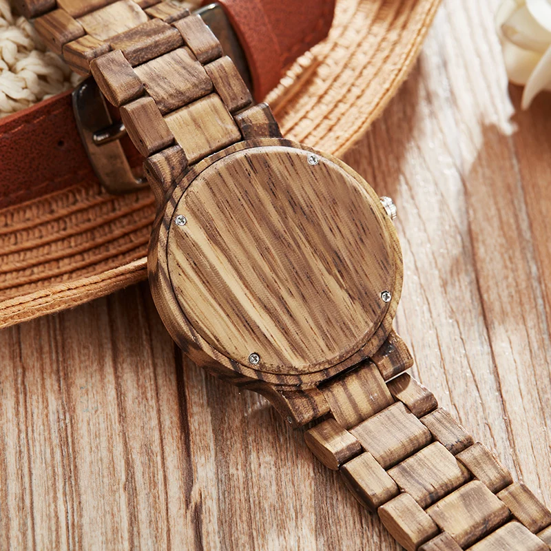 Creative Wood Watch Unique Couple Quartz Movement Wristwatch Natural Wooden Watch Men Women Bracelet Valentine's Day Gift Clock