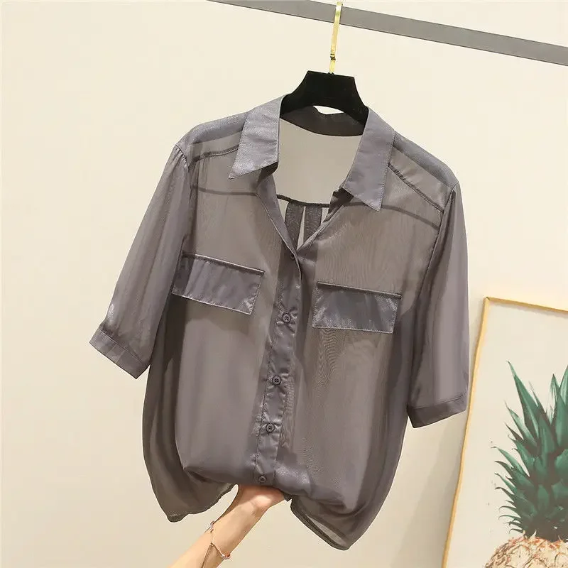 Летний шифоновый топ комплект из двух предметов женская рубашка с коротким