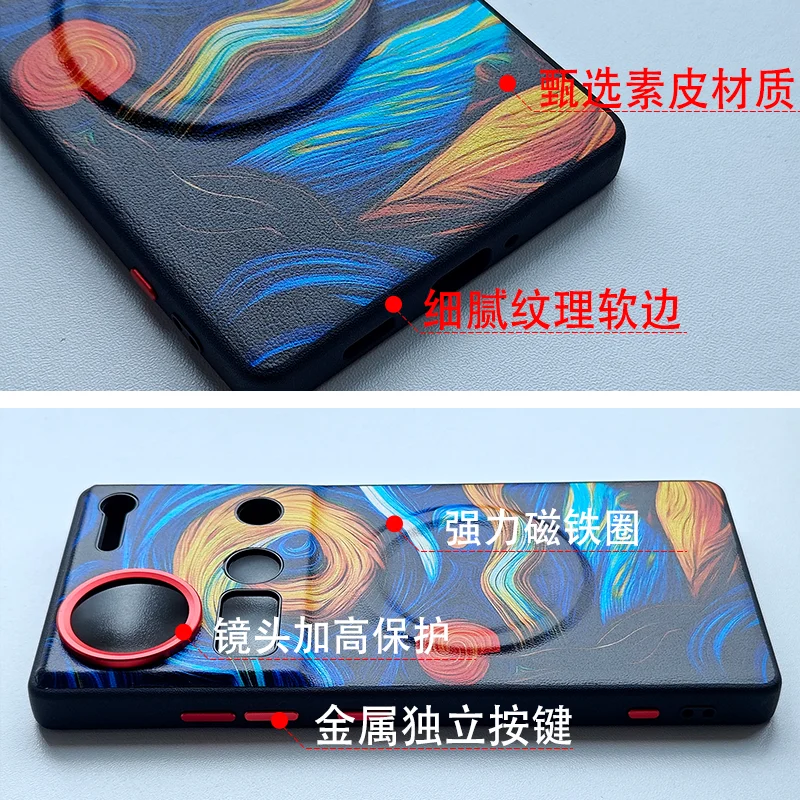 Фото Для ZTE Nubia Z80 Z70S Z70 Ultra Чехол с магнитными магнитами Magsafe из искусственной кожи, приятный для кожи чехол для телефона Nubia Z80 Ultra 5G Shell №4