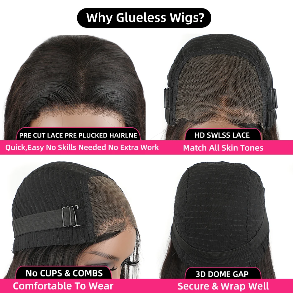 Парик без клея из человеческих волос готовый к использованию бордовые прямые