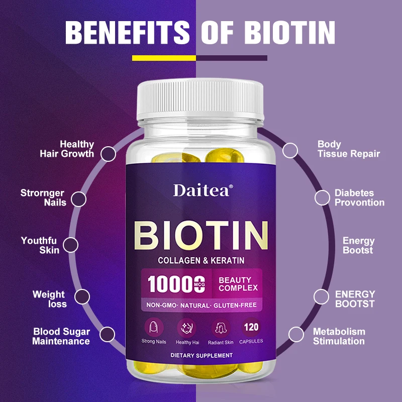 

Biotin Collagen & Keratin Hair Growth Weight Loss Metabolism Stimulation Energy Channeling Body Tissue Repair