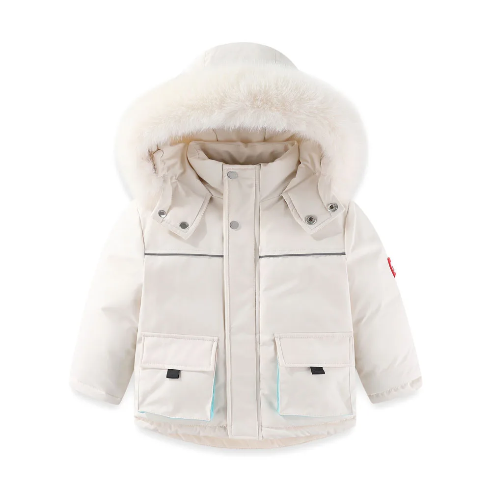 

Детский фланелевый комбинезон с капюшоном, с меховым воротником