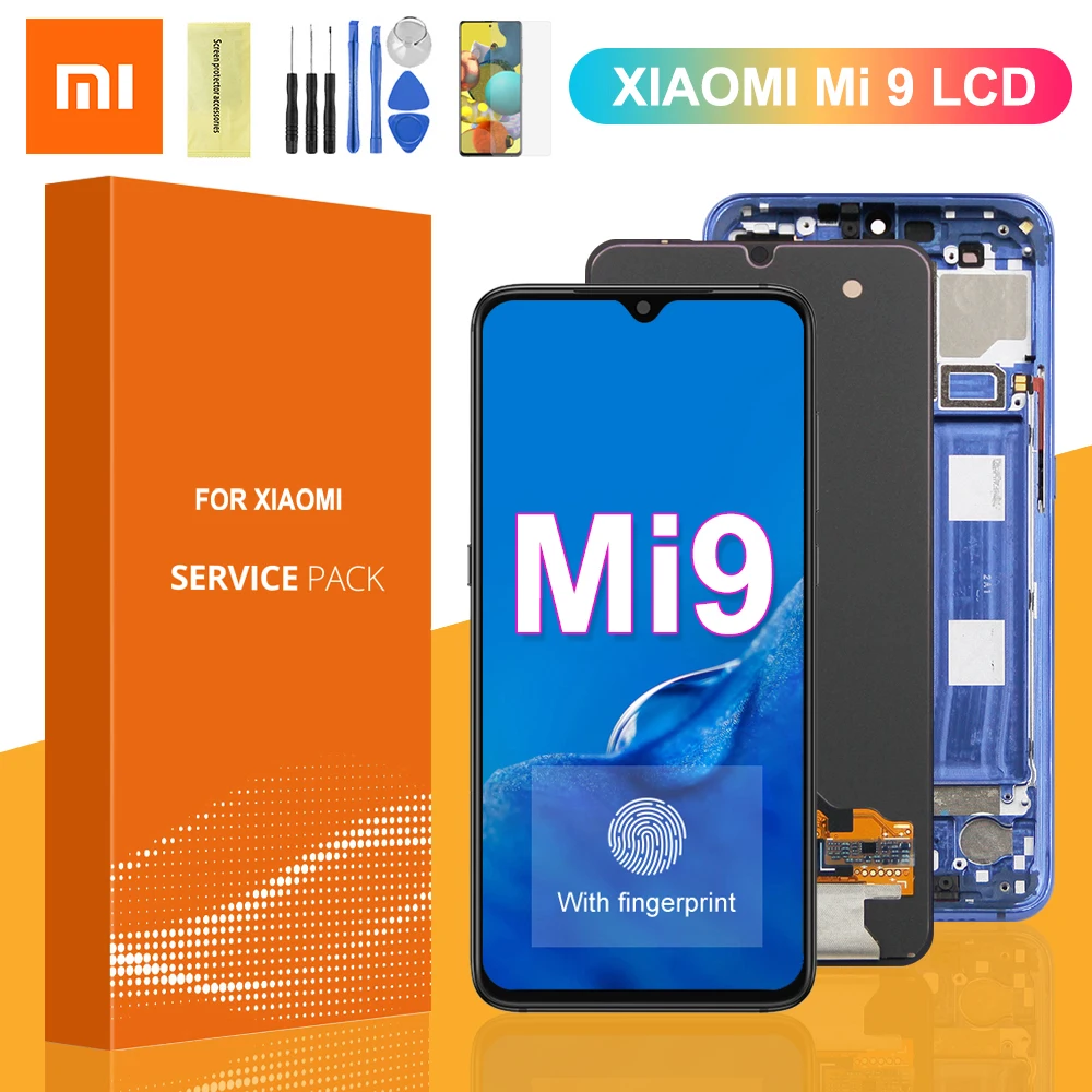Super AMOLED Display For Xiaomi Mi 9 LCD Display Touch Screen Digitizer Assembly With Frame For Xiaomi Mi 9 Mi9 LCD Screen