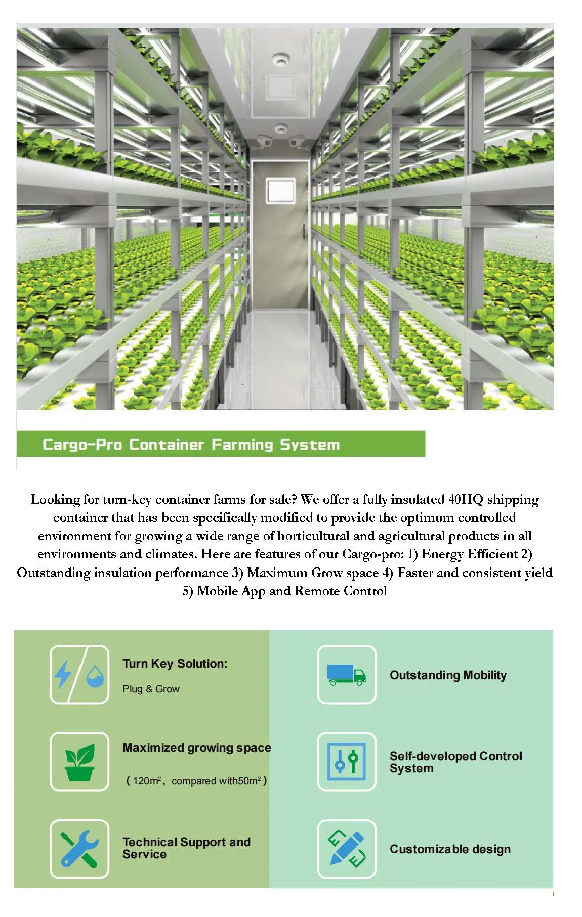 Project под ключ 40HQ Умная ферма Доставка Система гидропонных контейнеров для