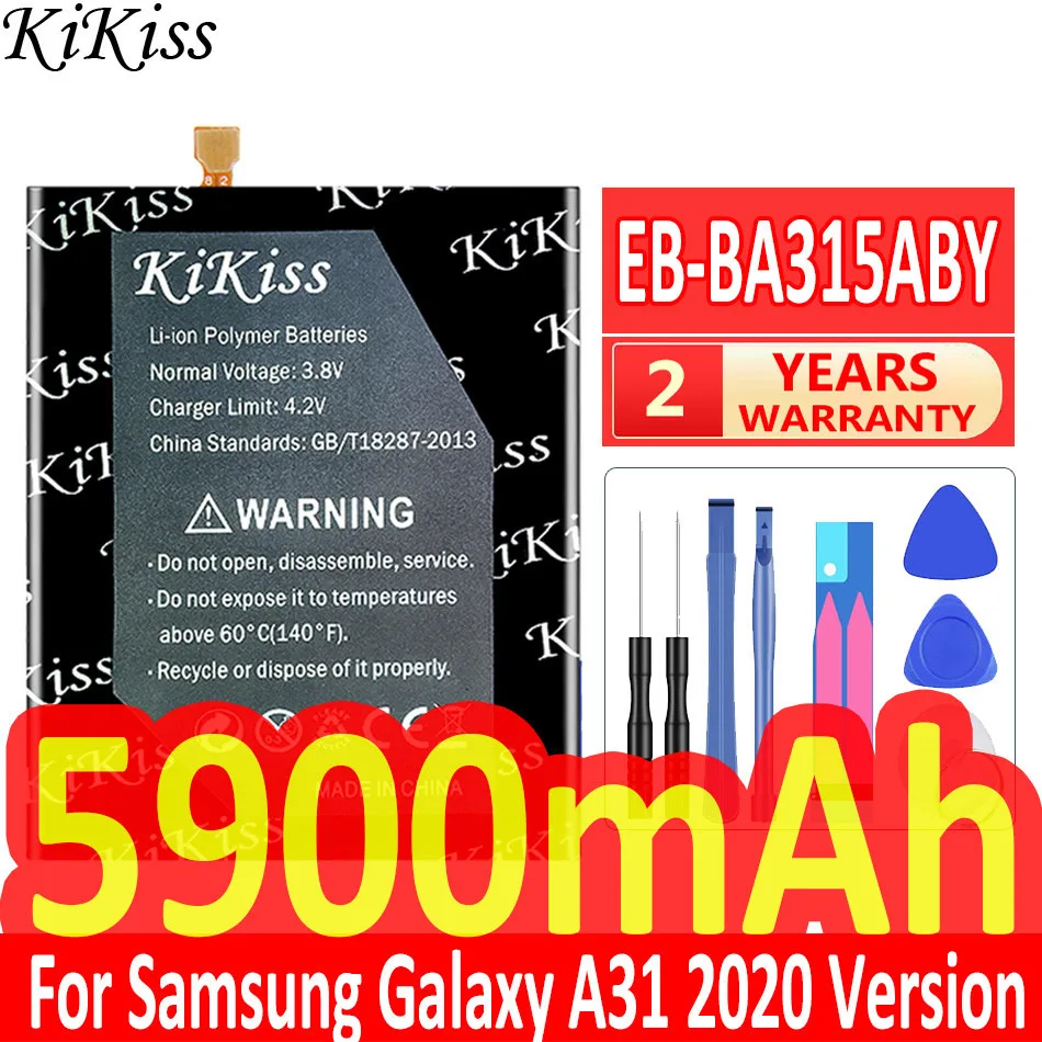 

KiKiss EB-BA315ABY 5900mAh Battery for Samsung Galaxy A31 2020 Edition SM-A315F/DS SM-A315G/DS Mobile Phone Batterij + Tools