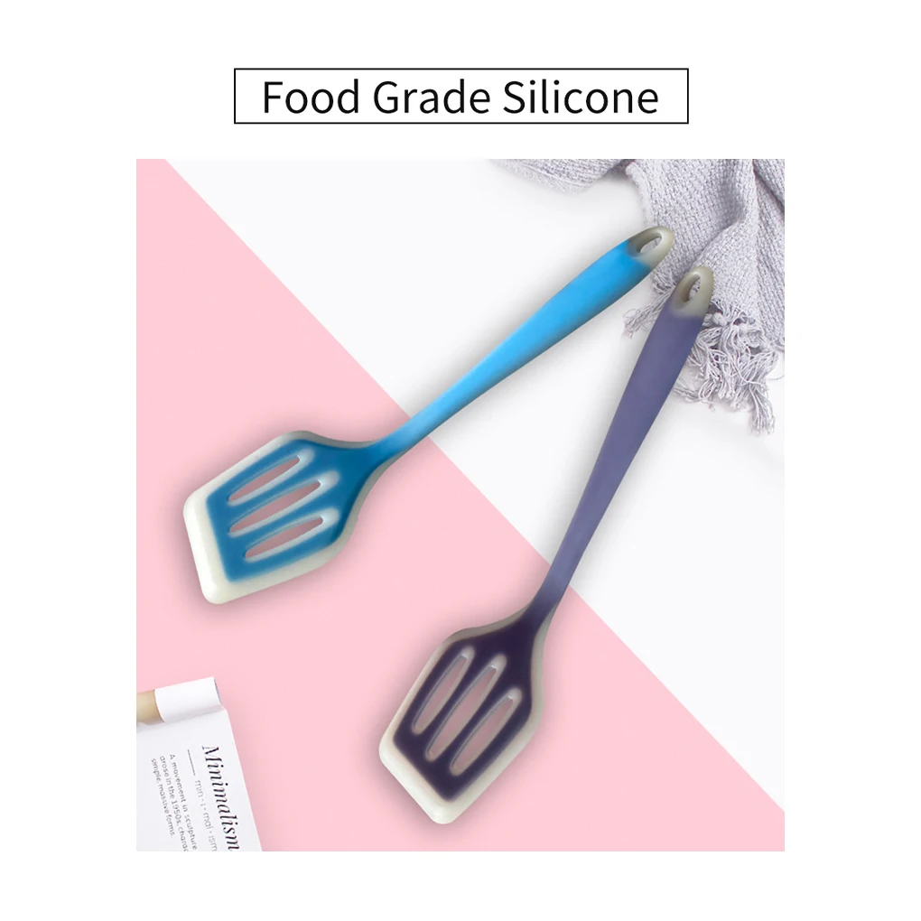 Шпатель с внутренними слотами зеленая силиконовая сковородка для жарки кухонный