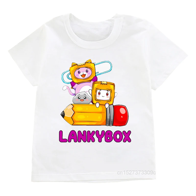 

Kids Lankybox Love Graphic Print T-Shirt Summer Cute Rocky And Boxy Clothing For Girls/Boys Children Funny Casual Tops