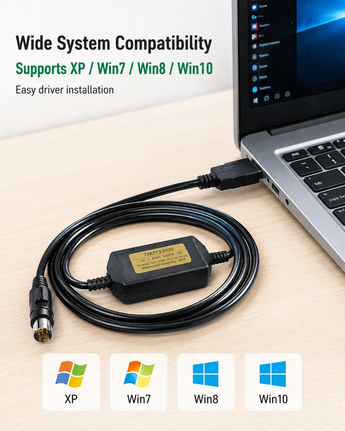 Кабель для программирования ПЛК TSXPCX3030 USB для Schneider Twido NEZA Series, 8-контактный, 3 м, 5 В, коммуникационный адаптер для загрузки программ (art.: 3920dc36350da) - 3920dc36350da