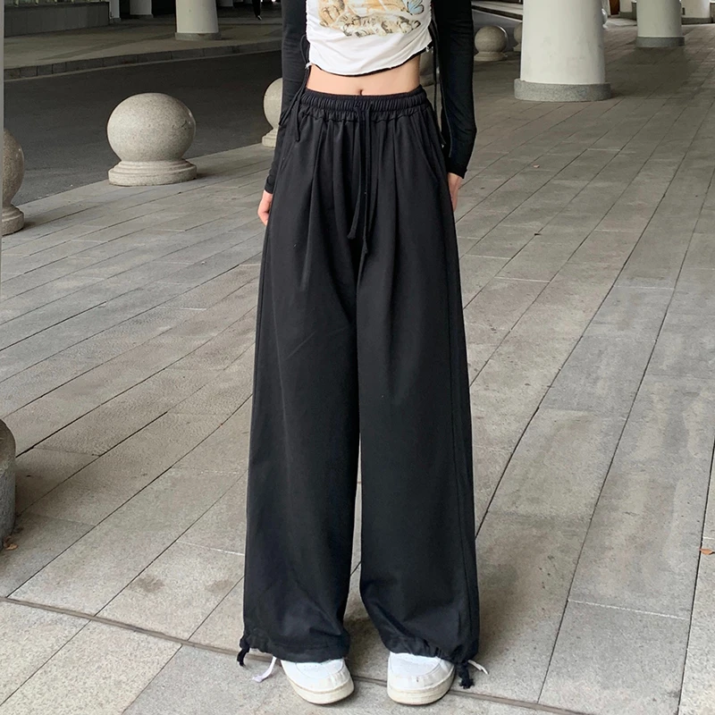 

Women Cargo Pants Gray Joggers Sweatpants Cotton Korean Y2K Summer Harajuku High Waist Black Women's Pants Wide Leg Trousers