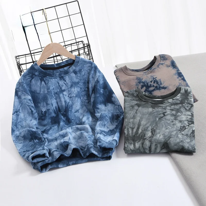 

Boys Sweatshirt Spring Long Sleeve Tie Dye Print Terry Cotton Pullover Children's Clothing Casual Sportswear Teen Kids Clothes