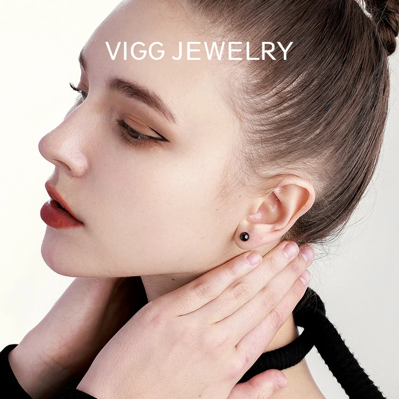 Женские высококачественные серьги-гвоздики с керамическим шариком Vigg холодные