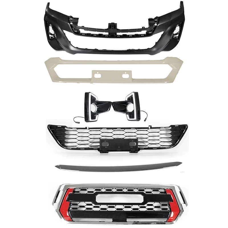 klt-A-260-Car Front Bumpers Fog Lamp Foglight Cover And Grilles Body Facelift Kits For Hilux Revo Change To Rococo