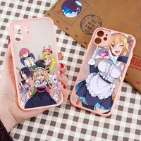 miss kobayashis dragon maid anime phone case pink color matte transparent for iphone 13 12 11 pro max mini x xr xs 7 8 plus