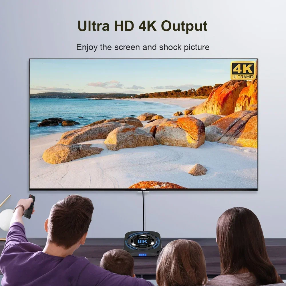 Четырехъядерный процессор Cortex A53 поддержка 8K видео 4K HDR10+ Wi-Fi BT Google Voice 2G16G 4G 32G 64G Top