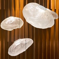 round multi pendant light crystal suspension nordic designer lamp restaurant living room bar light embossed glass pendant light