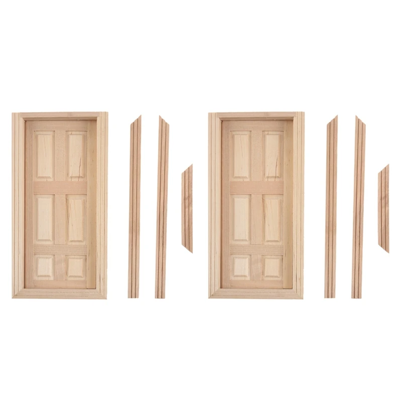 

2X1/12 миниатюрная 6-панельная интерьерная деревянная дверь для кукольного домика, сделай сам, цвет дерево