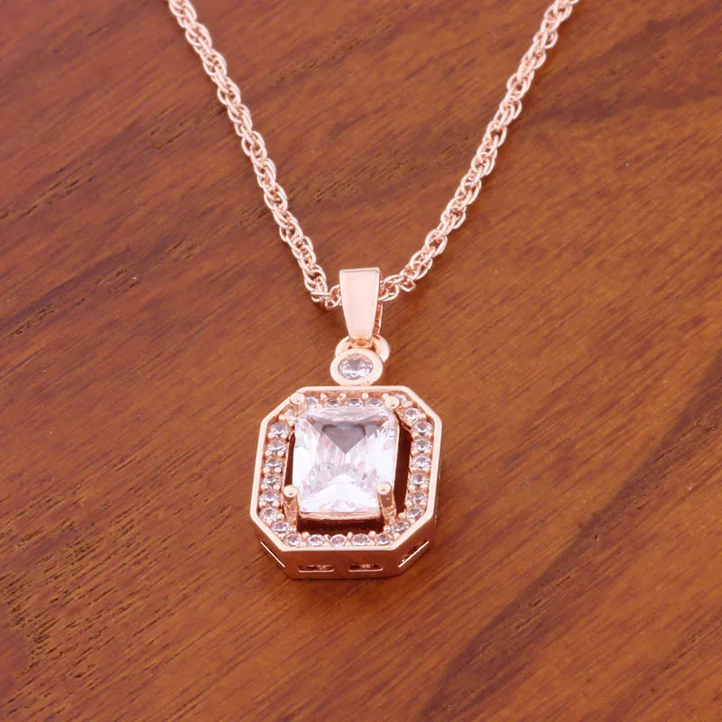 Новый модный квадратный кулон и ожерелье из натурального циркона для женщин цвет