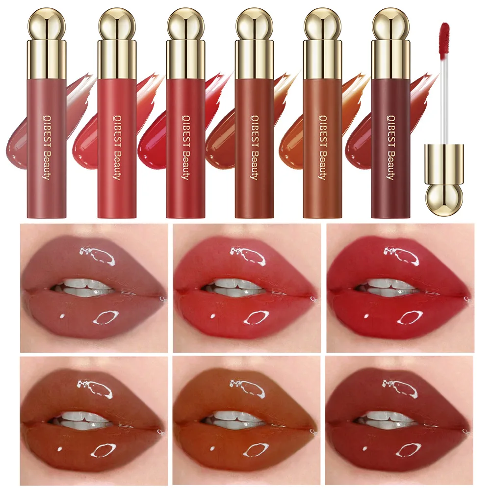 

6 Colors Red Mirror Dyeing Lip Gloss Moisturizer Liquid Lipstick Waterproof Long Lasting Lip Tint Korean Makeup Cosmetics