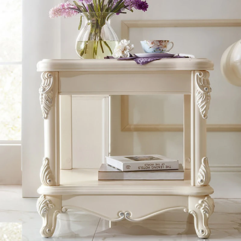 

Coffee End Tables Simple Mini Square Assembly Living Room Furniture White Hollow Design European Style Sofa Side