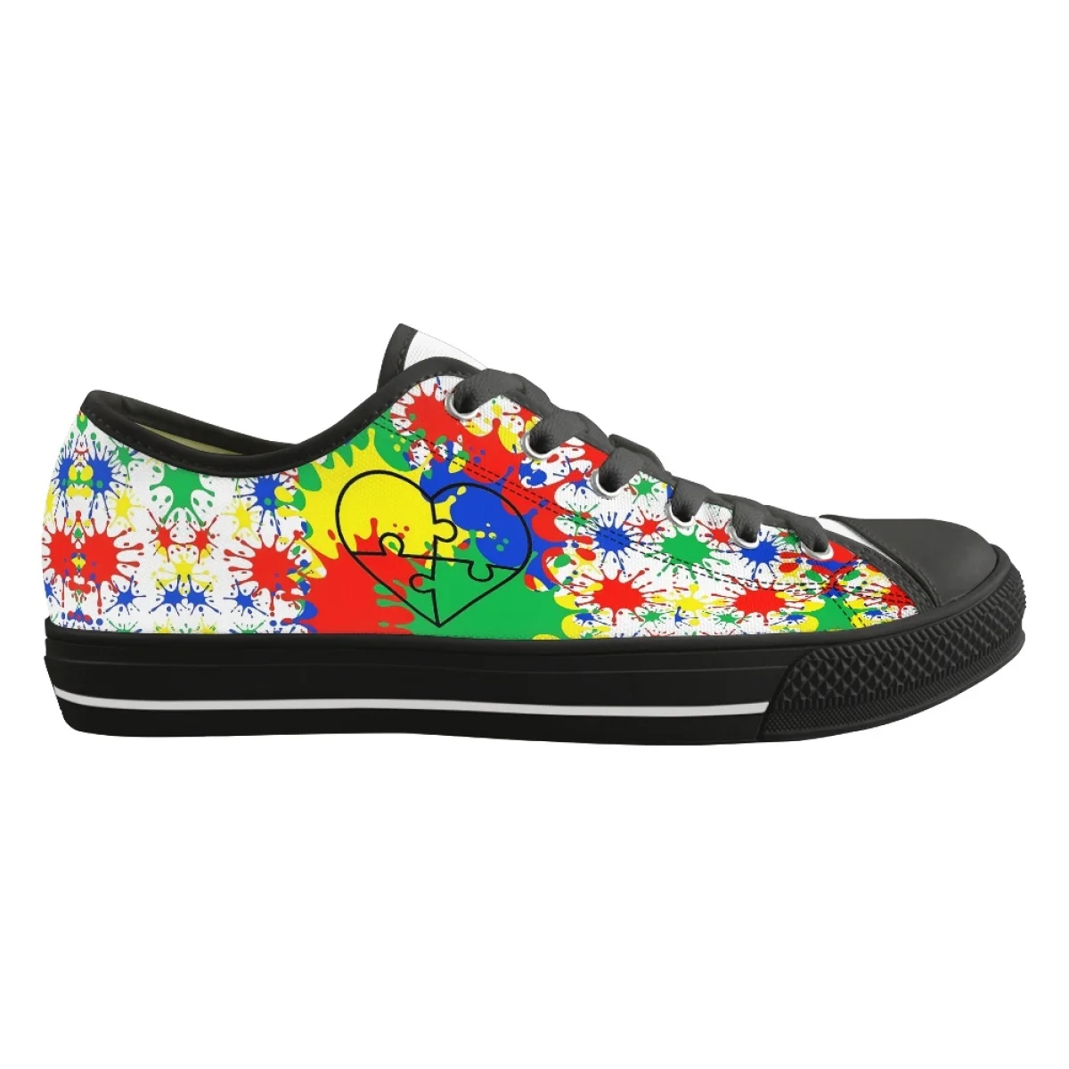 Autism Awareness Print Female Shoe Fashion Design Color Block Portable Sport Shoes Holiday Gift Street Style Sneakers for Women