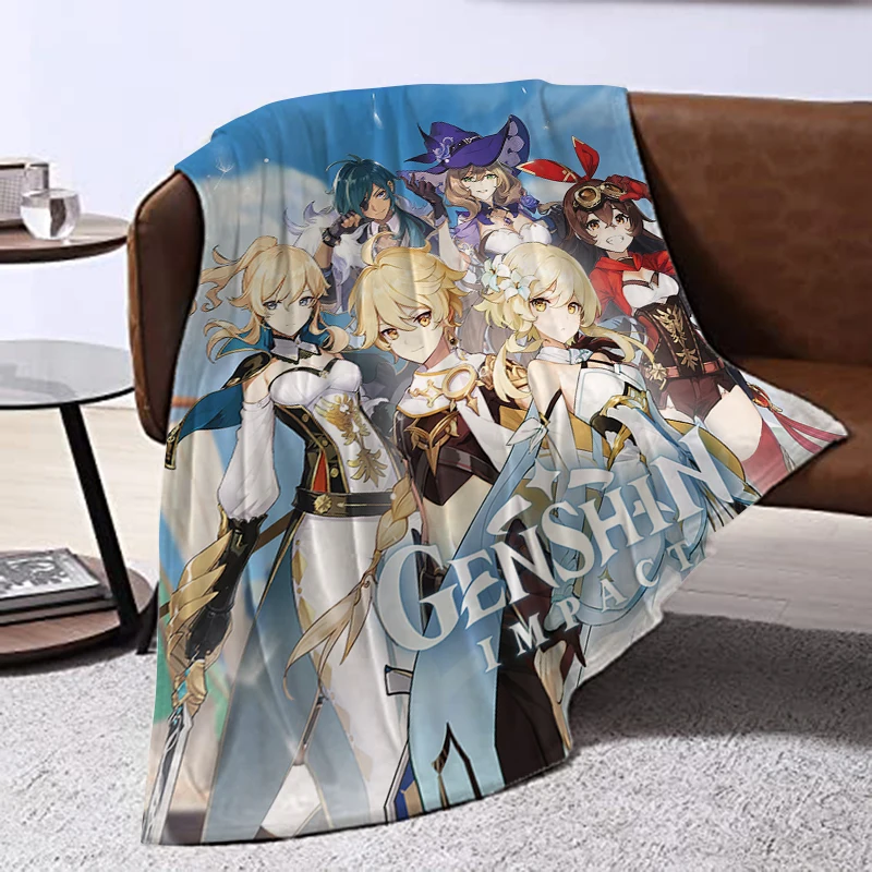 

Genshin Impact fashion cartoon print pattern flannel blanket unique sofa bed blanket cover bedspread quilt picnic blanket