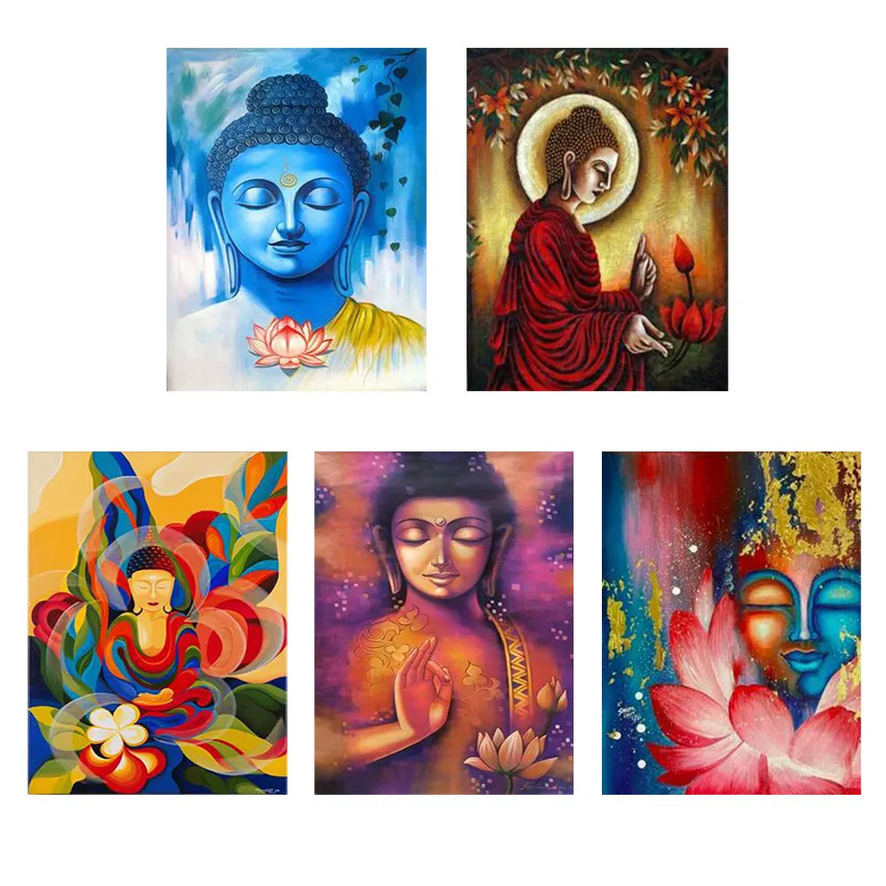 

5D DIY наборы для алмазной живописи круглая статуя Будды, мозаичная картина, Настенный декор стразы, художественные изделия, подарок для украш...