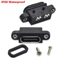 1pcs 4 p type c ipx8 waterproof female usb c socket port with screw hole fast charge charging interface 180 degree usb connector
