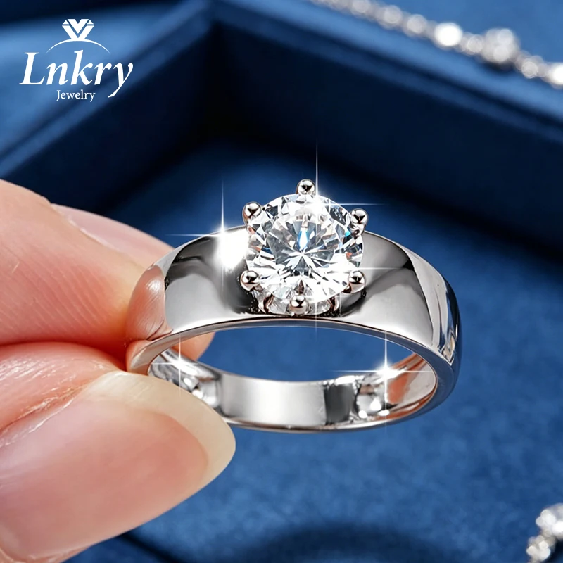Фото Кольцо Lnkry Pass Diamond Test с широким ободком, сертифицированное, 7 мм, круглой огранки, из муассанита, обручальное, для женщин, элегантное ювелирное украшение, подарок №1