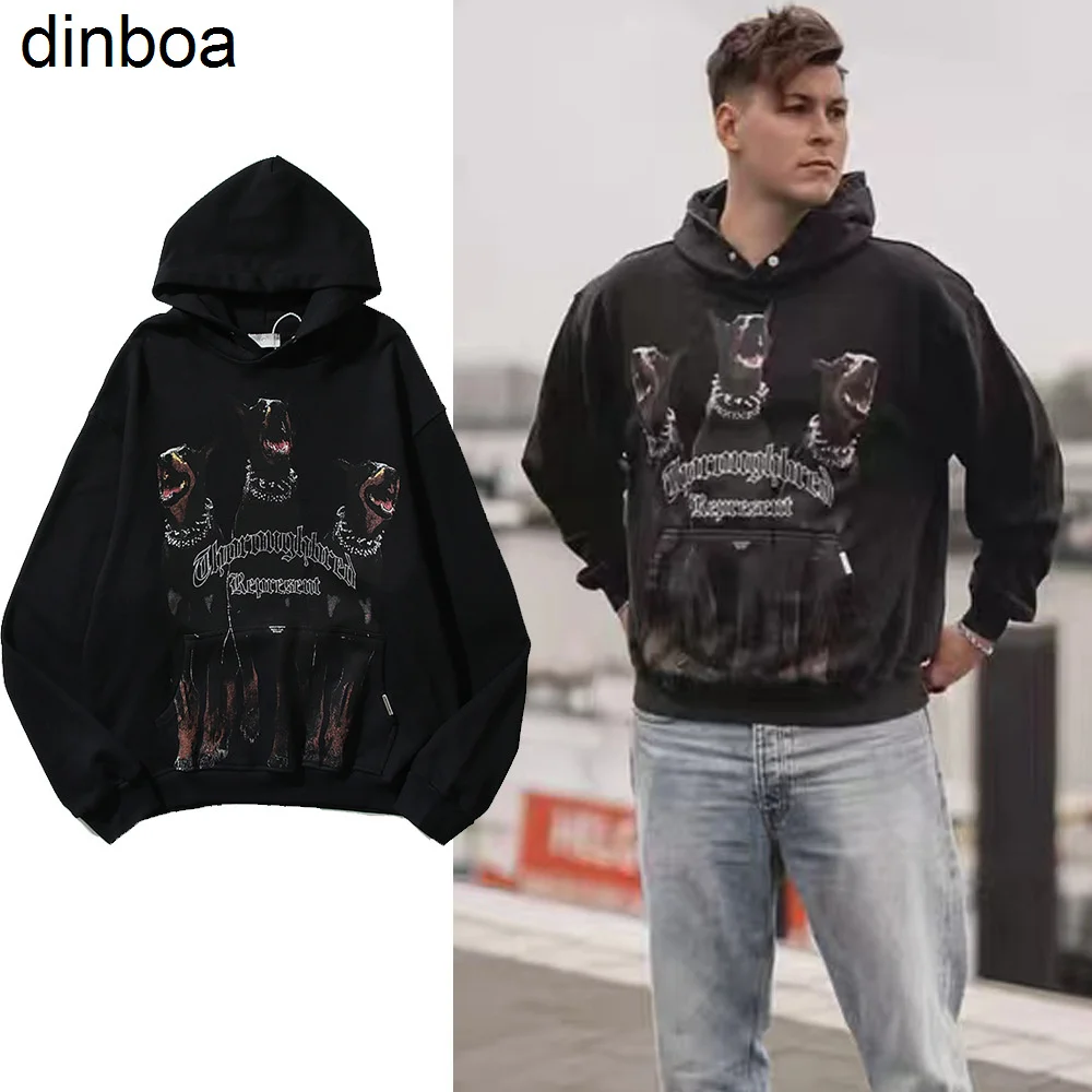 

Dinboa-2022 New Doberman Dog Top Print Hoodie Streetwear Hoodies Women Y2k Hip Hop Retro Clothing Skateboard Basketball