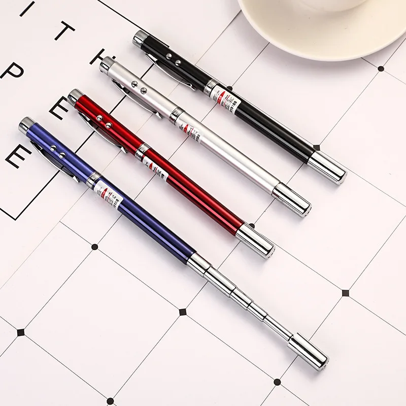 

Spot Wholesale Multi-function Four-in-one Metal Ballpoint Pen LED Laser Retractable Pointer Pen Advertising Signature Pen
