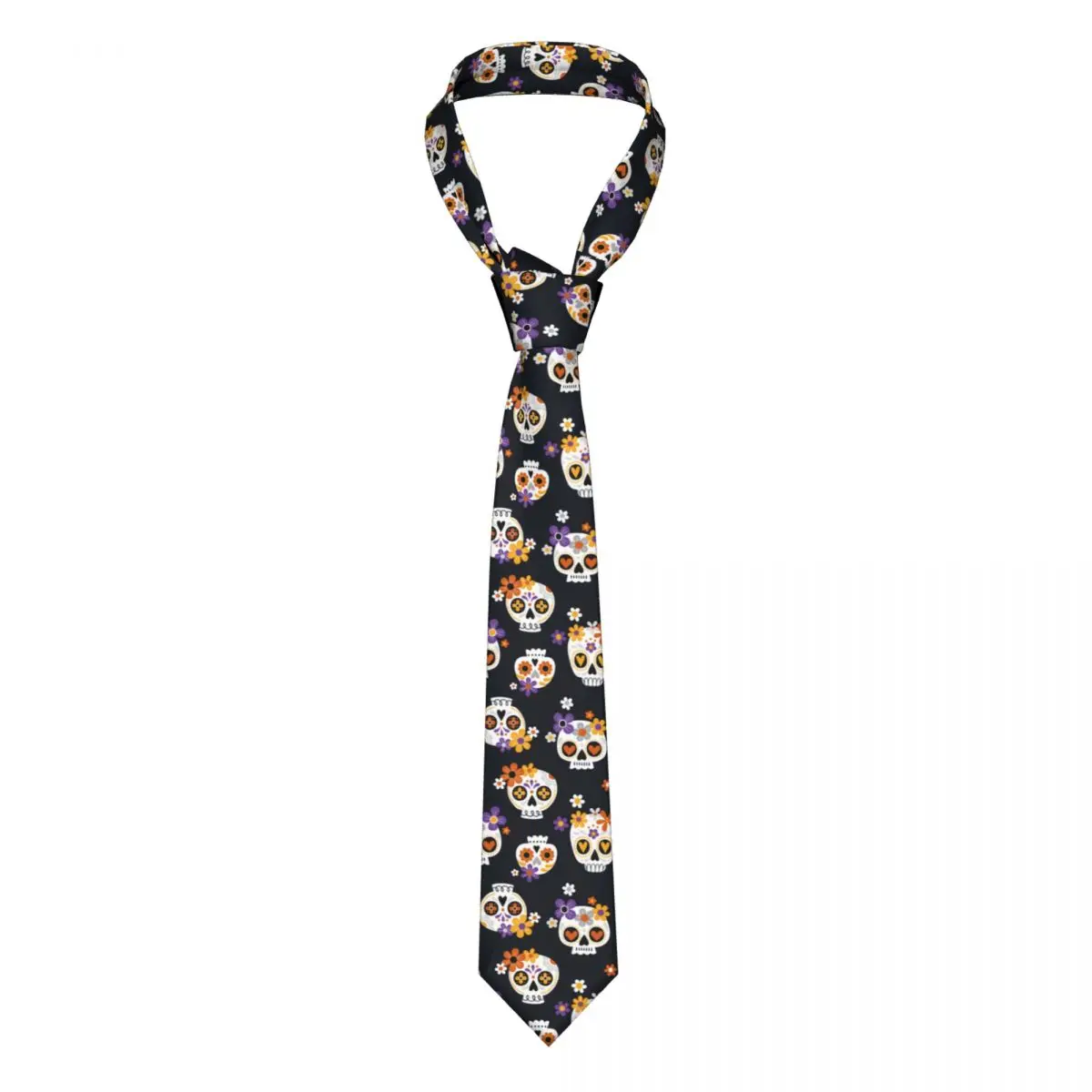 

Cute Sugar Skulls Men Necktie Silk Polyester 8 cm Wide Flowers Neck Tie for Mens Shirt Accessories Gravatas Office