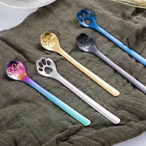 1 Pcs Cute High Quality Gold Cat Claw Mini Creative Coffee Stainless Steel Spoon Gift Cake Stirring Sugar Soup Dessert Teaspoon