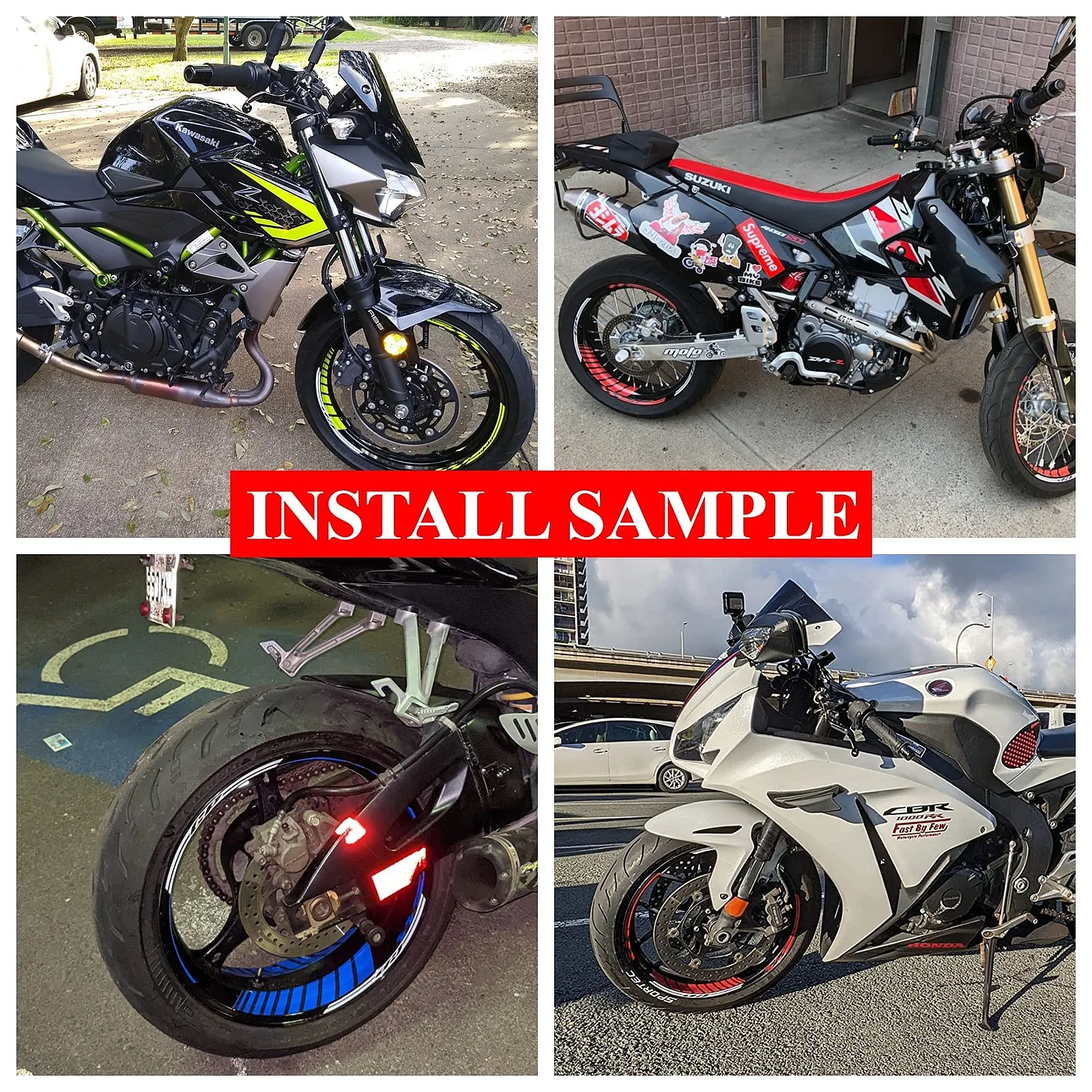 Красные глянцевые наклейки на колесные диски 17 дюймов GP02 для Ninja ZX10R ZX1000 2021-2023 (art.: 3920dc5109cb0) - 3920dc5109cb0