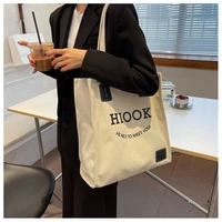 klein blue letter printing shopping bag womens large capacity canvas bag fashion shoulder bag work commuter tote bag reusable