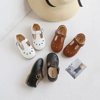 honeycherry summer new leather shoes retro hollow childrens soft bottom peas shoes toddler girl shoes