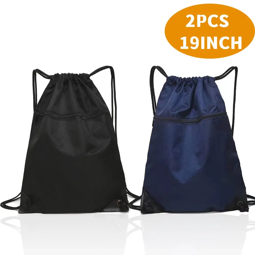 Mesh Drawstring Backpack Waterproof Drawstring Bag Basketball Backpack Sports Gym Bag Men Basketball Mesh Bag Black and Blue Soc