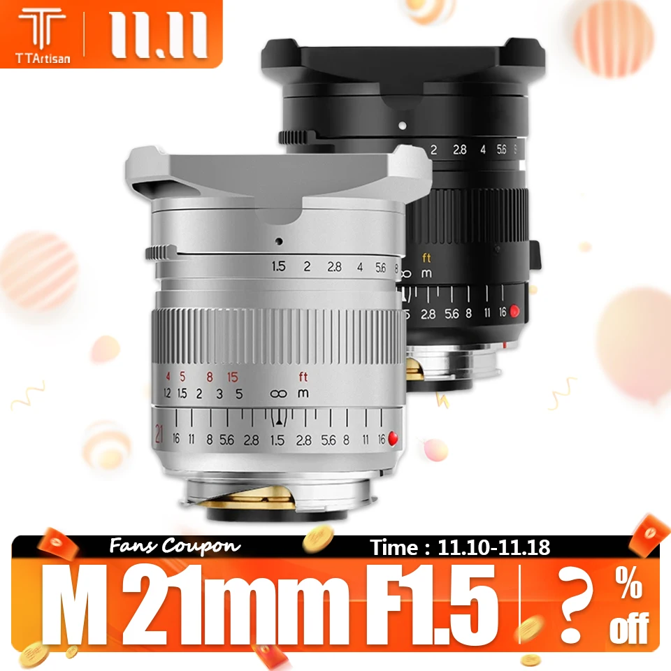 TTArtisan M 21 мм F1.5 Полнокадровый широкоугольный большой объектив для фотокамеры Leica