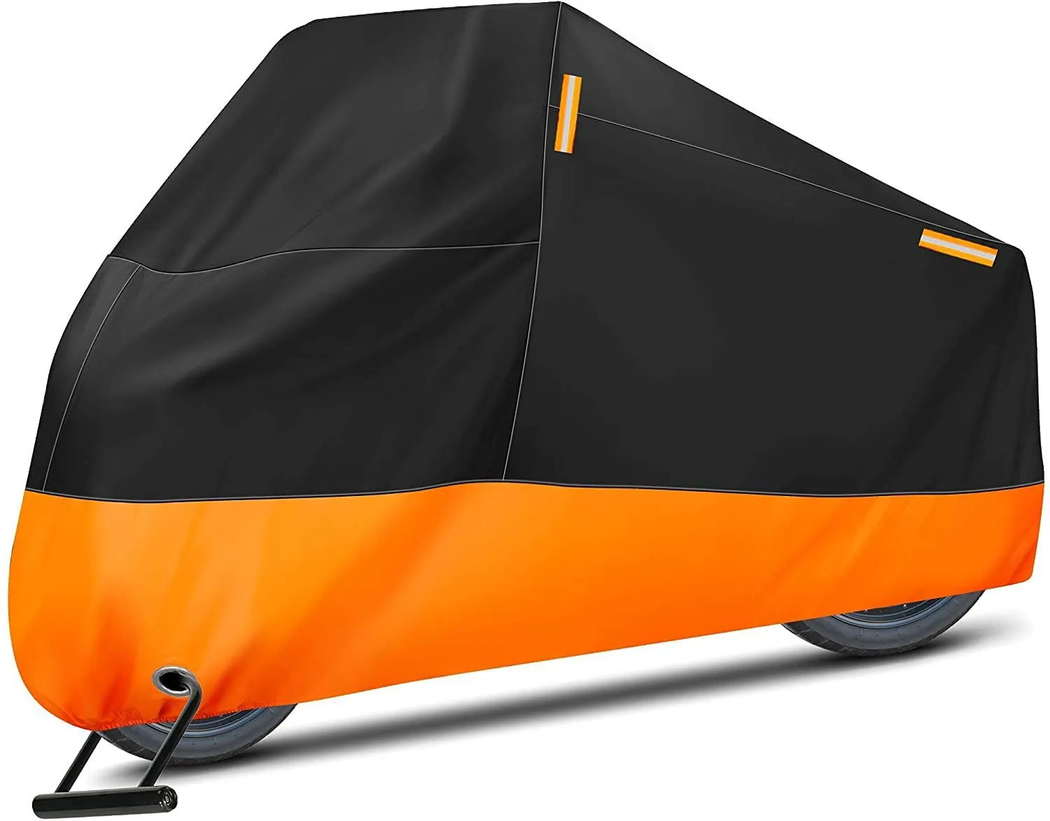 

Чехол для мотоцикла, большой общий водонепроницаемый чехол для внутреннего скутера, с 4 отражающими полосками (черный и оранжевый)