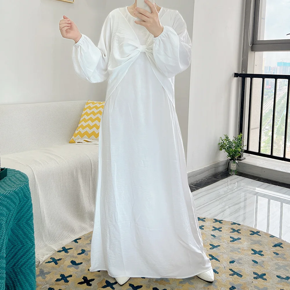 2022 Soft Tunic Dress Dubai Abaya Muslim Maxi Dresses for Women Middle East Robe Femme Musulmane Vestidos Largos Modest Dress
